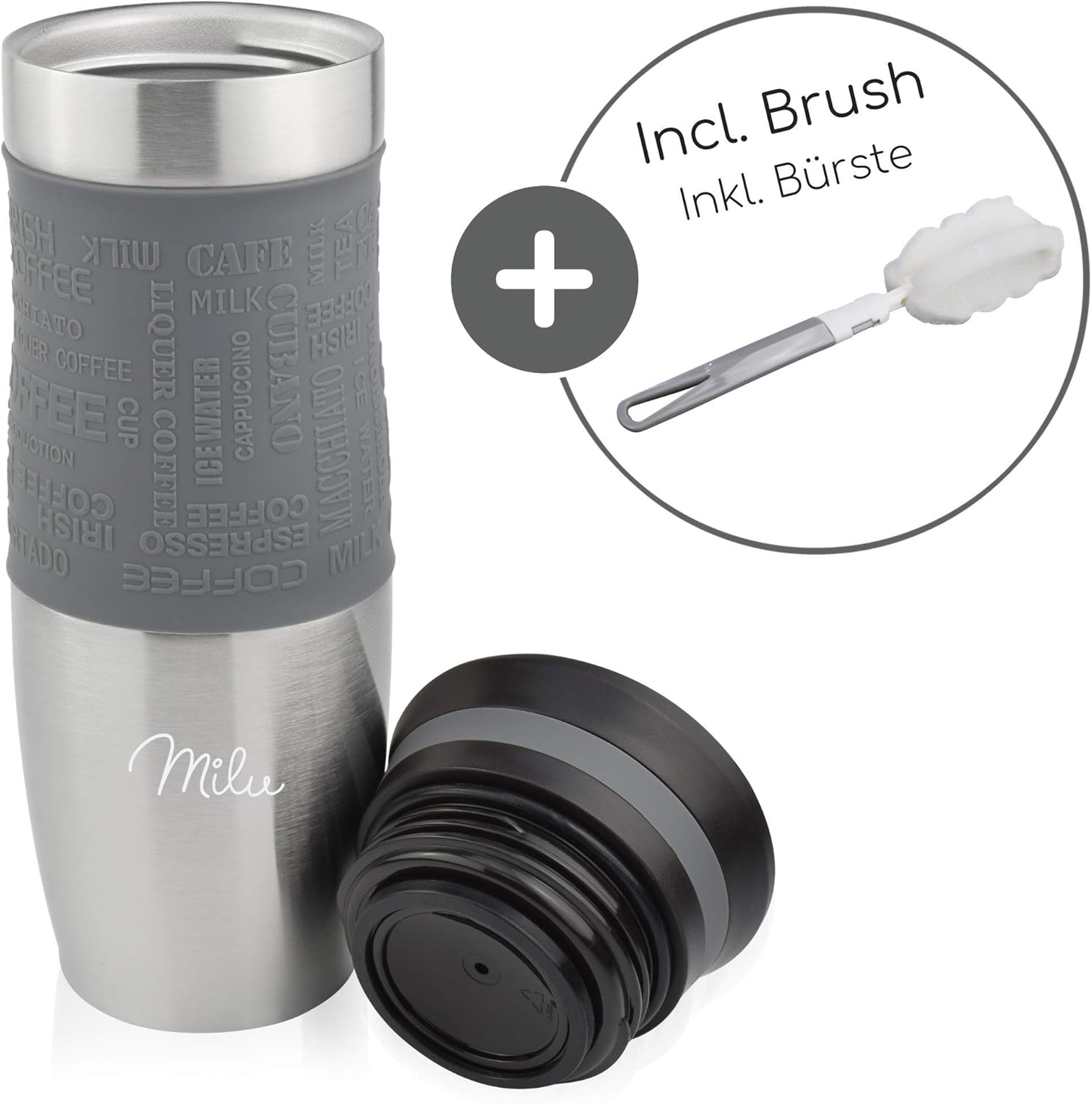 Milu Travel Mug 370ml 450ml, Insulated Coffee Cup to go, 100% Leak Proof, Stainless Steel Drinking Mug - Image 4