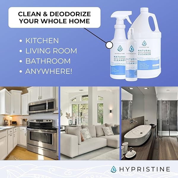HYPRISTINE PURE HYPOCHLOROUS ACID SPRAY, MULTI-PURPOSE CLEANER, SUPERIOR SHELF LIFE, 0% BLEACH, 0% ALCOHOL, FOOD CONTACT SAFE, ELIMINATE NON-LIVING ALLERGENS, REMOVE PET ODOR, CLEAN ANY SURFACE