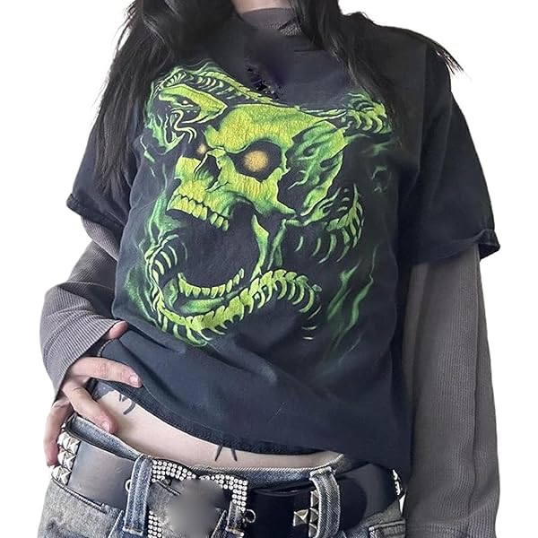 Y2k Grunge T Shirt Vintage Graphic Long Sleeve Gothic Baggy