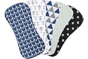 Zooawa Baby Burp Cloths Set 5 Pack, Soft Large Burp Set Christmas Multi-use and Absorbent Burping Towels Bib with Waterproof 