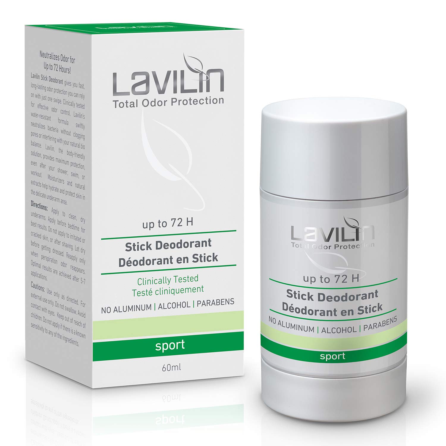 LAVILIN Underarm Sports Deodorant Stick | Up to 72 Hour Protection - The Different Way to Prevent Unpleasant Odors for Sportsmen and Women – Alcohol, Paraben and Aluminum Free