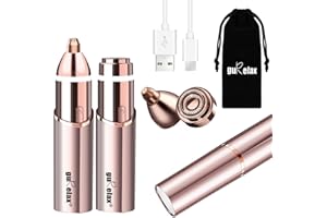 Gurelax Eyebrow & Facial Trimmer: 2-in-1 Electric Facial Hair Removal & Eyebrow Shaver (Built-in Mirror), Face Razor for Women with 2 Replacement Heads