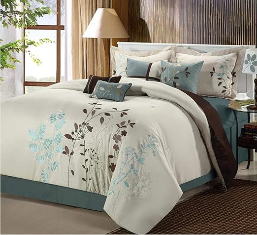Amazon Com Chic Home Bliss Garden 8 Piece Embroidered Comforter