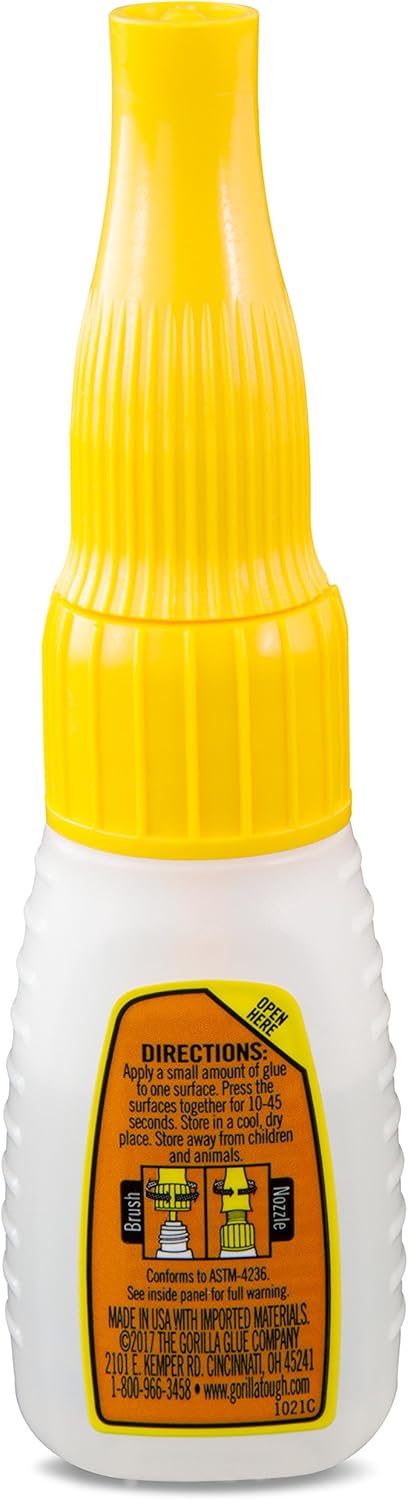 Gorilla Super Glue with Brush & Nozzle Applicator, 12 Gram, Clear, (Pack of 1) - - 
