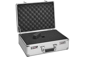 Vilcjson 18 Inch Wireless Microphone Case - Hard Carrying Case with Customizable Diced Foam, Dual Combination Locks, Aluminum Alloy Frame Lock Box for Wireless Mic & Camera Gear Storage, Silver