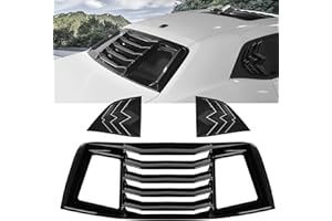 LitMiRaCle Rear & Side Window Louvers Windshield Sunshade Wind Shutter Window Cover Set Fits for Dodge Challenger 2008-2021 ABS Bright Black 3PCS