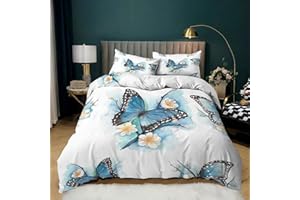 AILONEN Butterfly Bedding Set,Butterfly Duvet Cover Set Full Size,Blue Purple Butterflies Printed Comforter Cover Set for Girls Kids Teens,1 Quilt Cover 2 Pillowcases 3 Piece