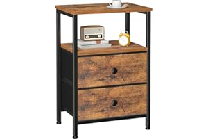 LOAKEKEL Night Stand, Bed Side Table with 2 Fabric Drawer for Living Room, Nightstand with Large Storage Space, End Table wit