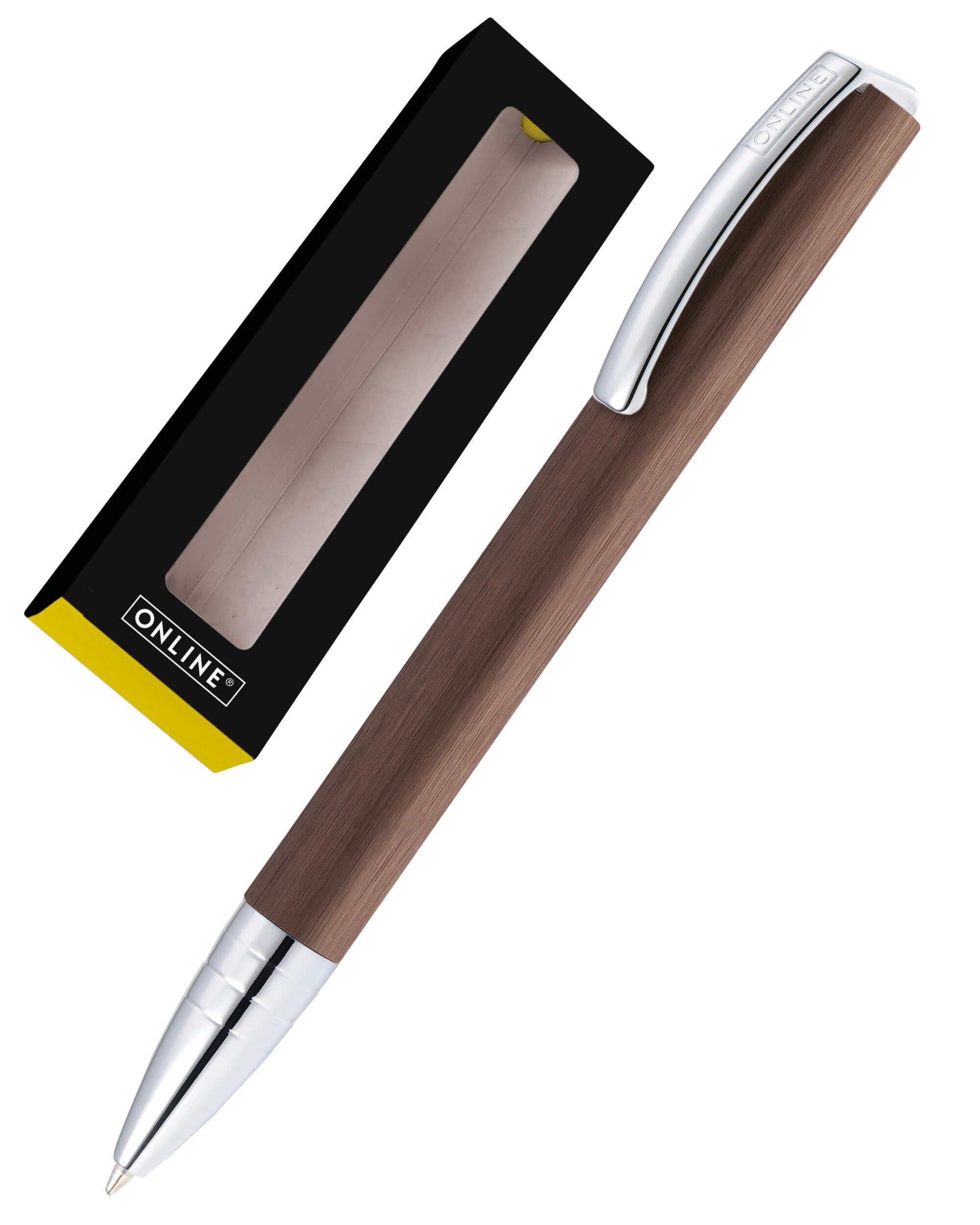 Ballpen Vision Brown | made of aluminum | with international king size refill | refillable | writing colour black | in gift box