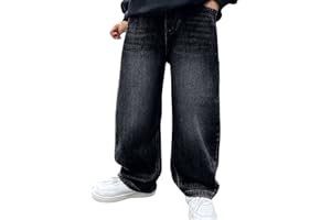 Baggy Jeans Boys Y2K Straight Wide Leg Denim Pants Kids Casual Elastic Waist Loose Trousers Pocket Streetwear Vintage Clothes