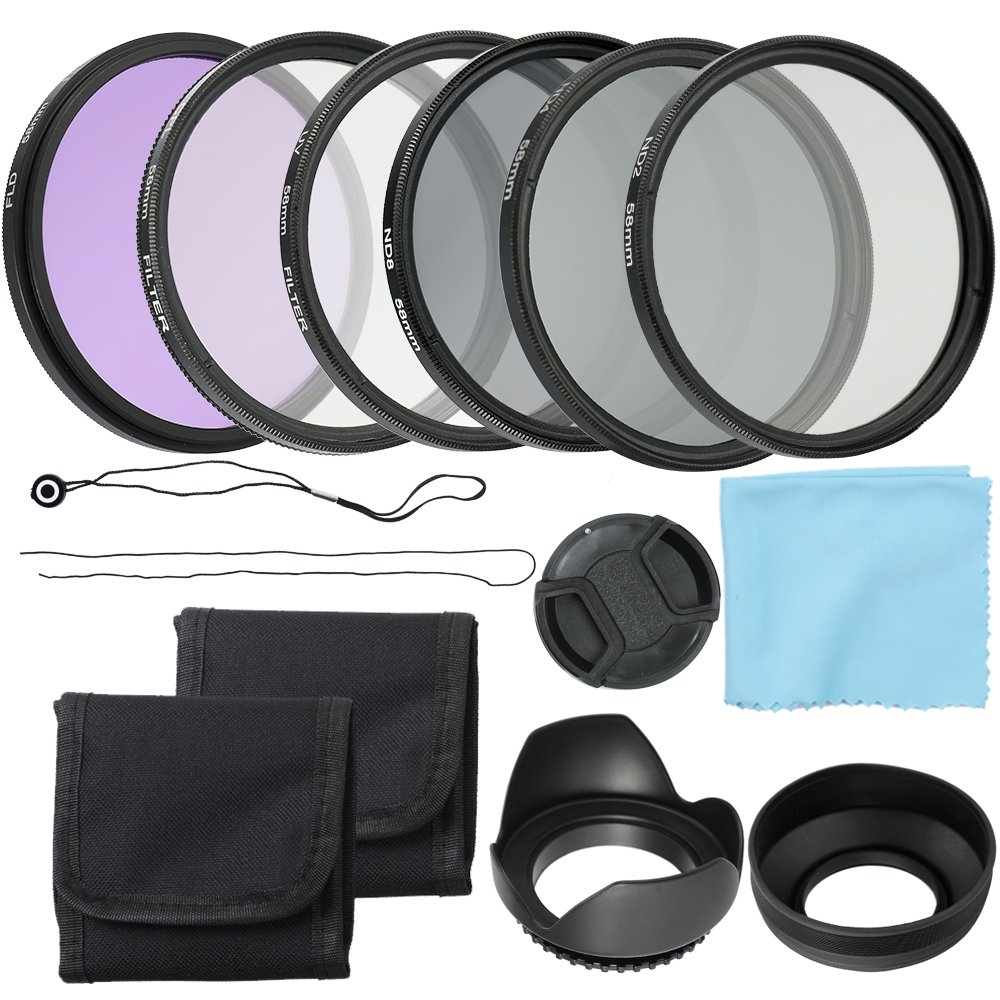 Docooler Professional Camera UV CPL FLD Lens Filter Kit and Altura Photo ND Neutral Density Filter Set Photography Accessories 58 mm