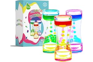 Cucue Liquid Motion Bubbler - Colorful Liquid Hourglass Sensory Toys for Relaxation & Focus - Fidget Toy for Adults & Kids - Decor for Table, Office, Shelf or Study - New & Improved Model - 6.7x2.6in