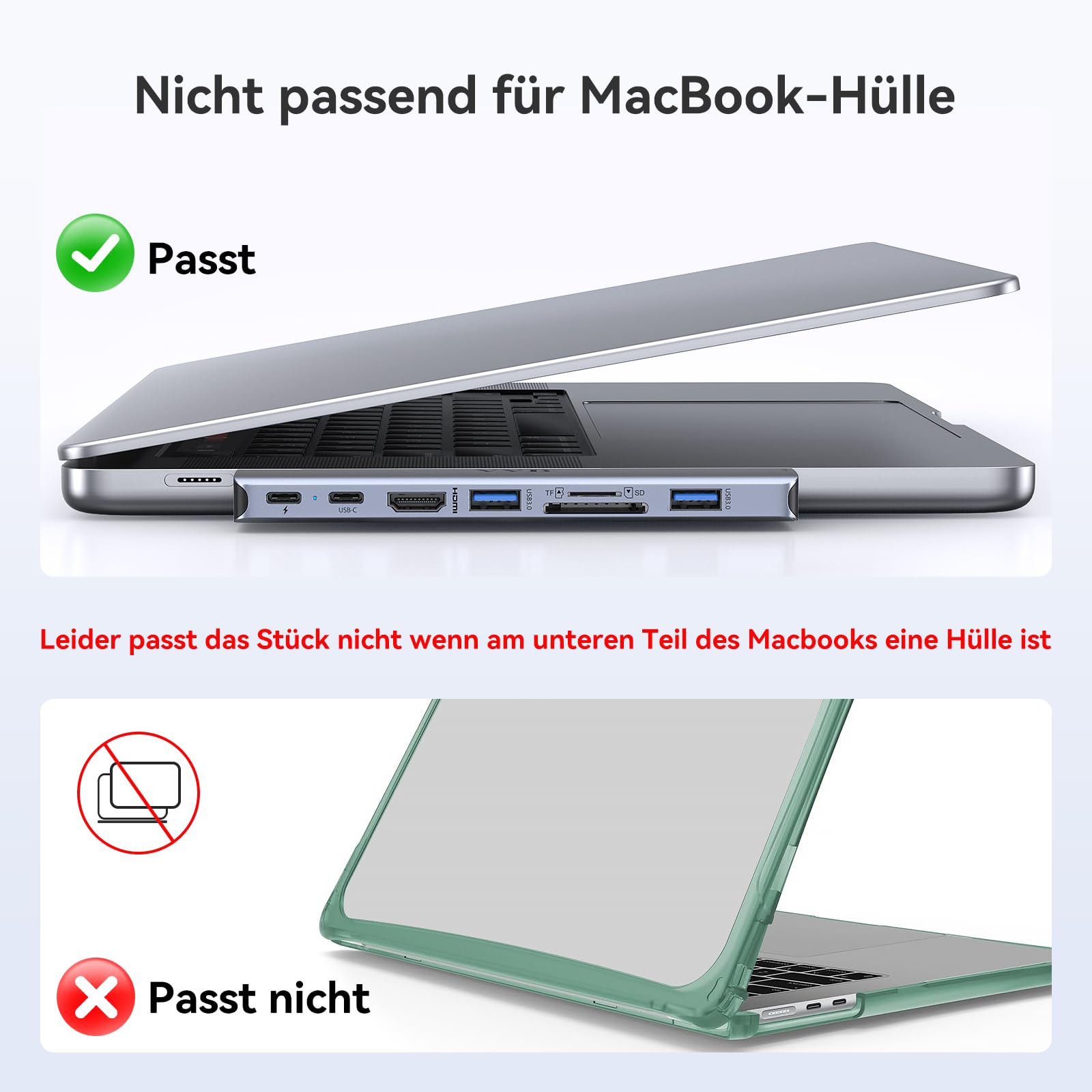 HODO USB C Hub Adapter für MacBook Pro Air, Mac Zubehör 8 in 2 mit 4K HDMI,Thunderbolt 3 Port, USB 3.0/2.0, SD und TF Kartensteckplatz für M3 M2 M1 2024 2023 2022 2021