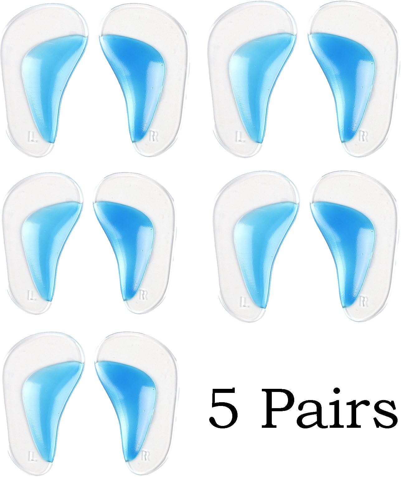 JOKHOO Children 5 Pairs Orthotic Insole Flatfoot Corrector Arch Pain Support Gel Inserts Pads (Blue, Small)