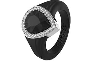 Rinfit Womens Silicone Wedding Ring - Anniversary Ring Women - Promise Rings for Her with Pear Metal Frame & Cubic Zirconia Stones - Patented Design