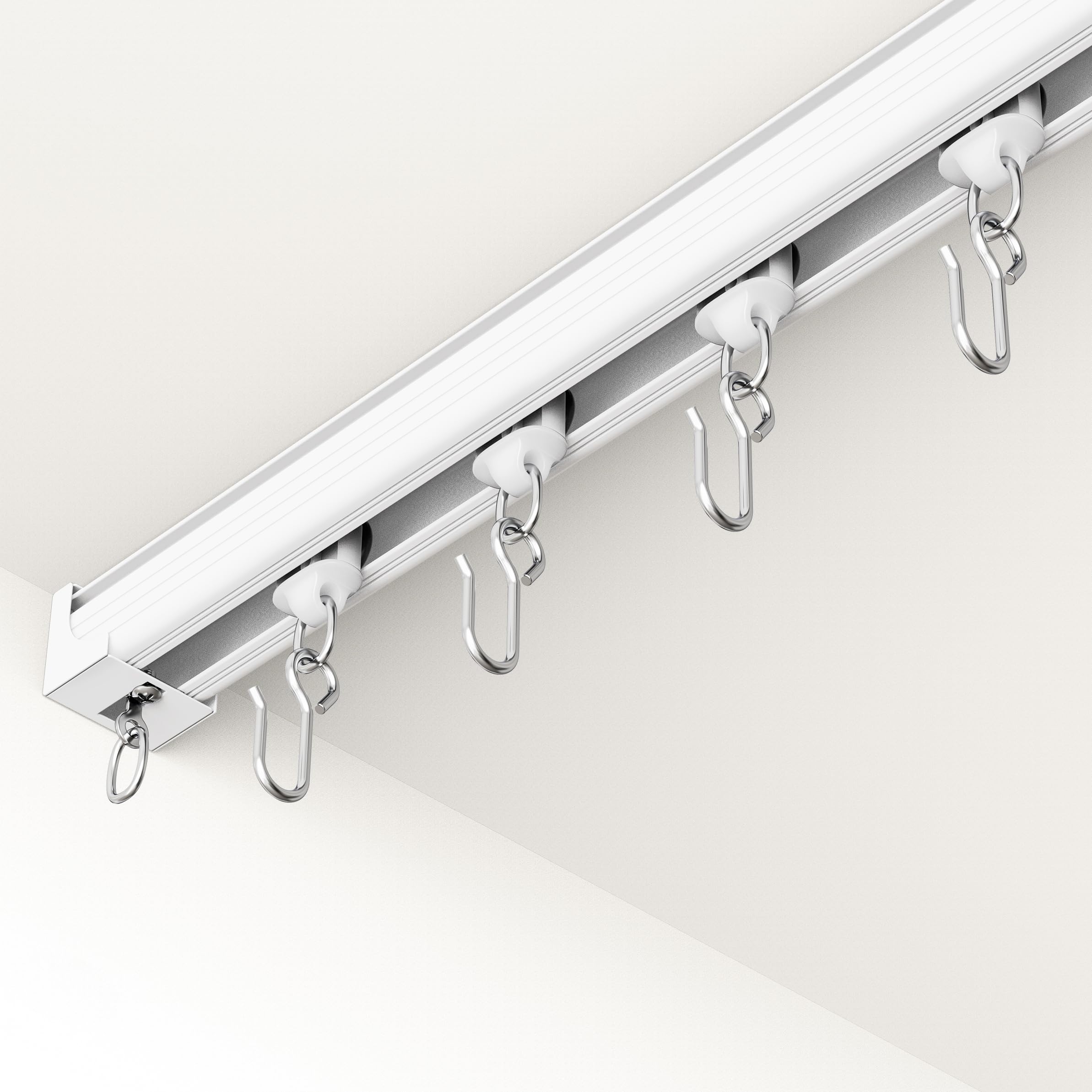 Hei!Dear Curtain Rod for Windows 48 to 84 Inch(4-7ft), Room Darkening Curtain Rods, 5/8" small Adjustable Modern Decorative Window rod,White