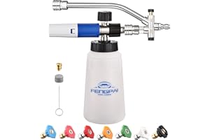 FENG PAI Foam Cannon for Pressure Washer with Dual Connector Accessory & 7 Sprayer Nozzles, Dual Lance Soap Cannon, Double Tip Soap Attachment for Foam Blaster, 1/4" Quick Connect, 3600 PSI (White)