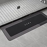 Housego Absorbent Bath Mat Magic Rug, Quick Drying Magic Bath Mat Non-Slip Floor Rug Rubber Backed for Bathroom Kitchen Shower Sink, Water Absorbent (1PC, 16.93''x50'', Black)
