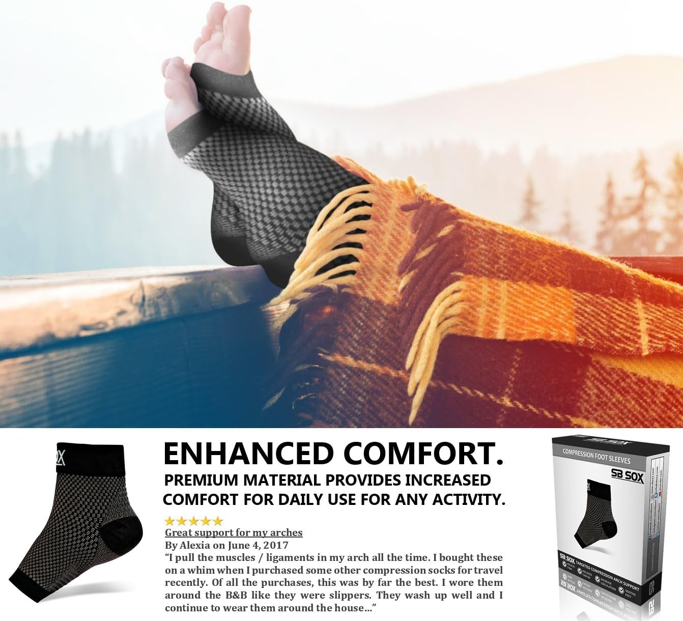 SB SOX Compression Foot Sleeves for Men & Women - BEST Plantar Fasciitis Socks for Plantar Fasciitis Pain Relief, Heel Pain, and Treatment for Everyday Use with Arch Support (Black, Medium) : Health & Personal Care