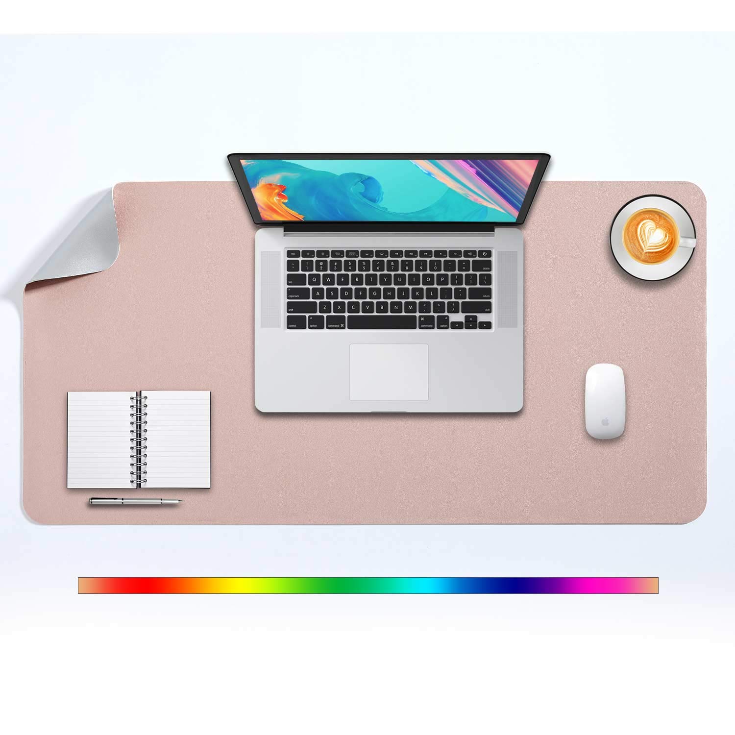 Desk Pad Large, Desk Mat, Extended Mouse Mat, Mouse Pad XL, Desk Blotter, DOBAOJIA Laptop Pad Writing Pad for Office/Home, Dual-Side Use PU Leather Waterproof 31.5" X 15.7" (Pink/Silver)