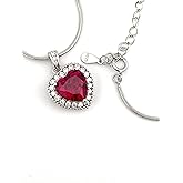 2 carat Natural Heart Ruby Diamond Necklaces 18k White Gold Vermeil Heart Shaped Diamond Solitaire Necklace Hart Necklaces for women Love Heart Diamond for Birthday New Mom Appreciation gifts for her