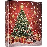 3 Ring Binder Christmas Tree Gift Box 1.5 inch Binders Three Ring Binders with Clipboard Fit 8.5'' x 11'' Paper 3 Interior PVC Clear Pockets for Office Supplies