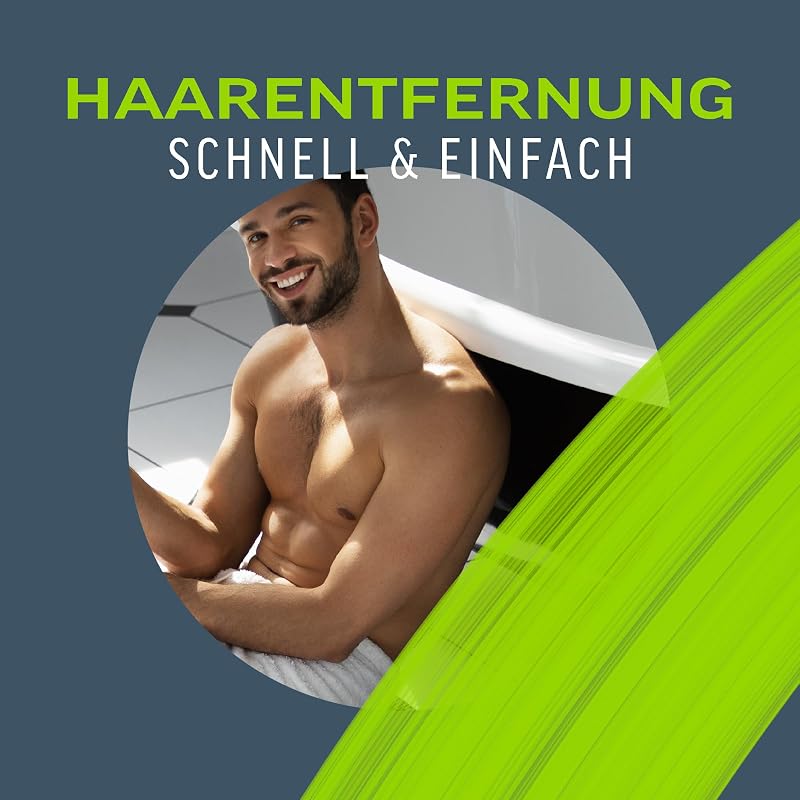 Men Haarentfernungscreme für Oberkörper & Beine - Enthaarungscreme für Männer, Haarentfernung in 5-10 Minuten - 200 ml Tube & Spatel
