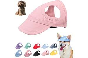 ANKIKINA Outdoor Sun Protection Hood for Dogs, Dog Outdoor Sun Protection Hat, Adjustable Dog Sun Protection Baseball Hat Cap with Ear Holes (Pink, Large)