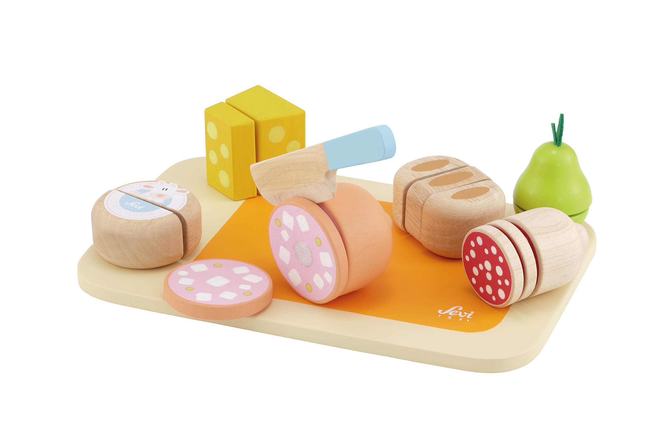 Appetizer platter (17 pcs) | Sevi | Wooden role-playing games for children. Accessories fake toy Food 27x17cm | Pretend play | model 83060