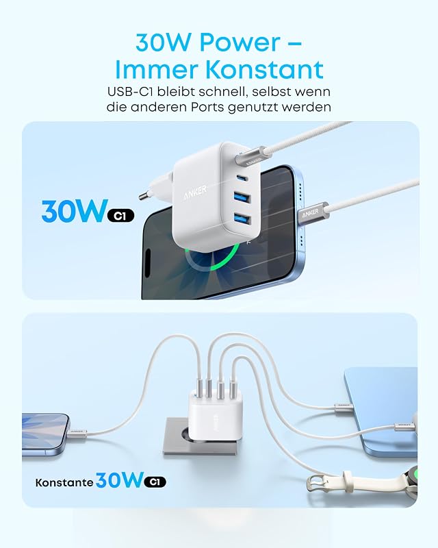 Zolo 50W USB C Ladegerät, 4-Port Netzteil mit 2 USB-C und 2 USB-A