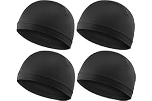 WY LIGHTING LEVEL 4Pcs Wave Cap for Men Silky Durags Elastic Band Wave Caps for 360 540 720 Waves Soft Breathable Satin Durag Unisex Adults Kids Skullies Beanies Hats Shower Cap