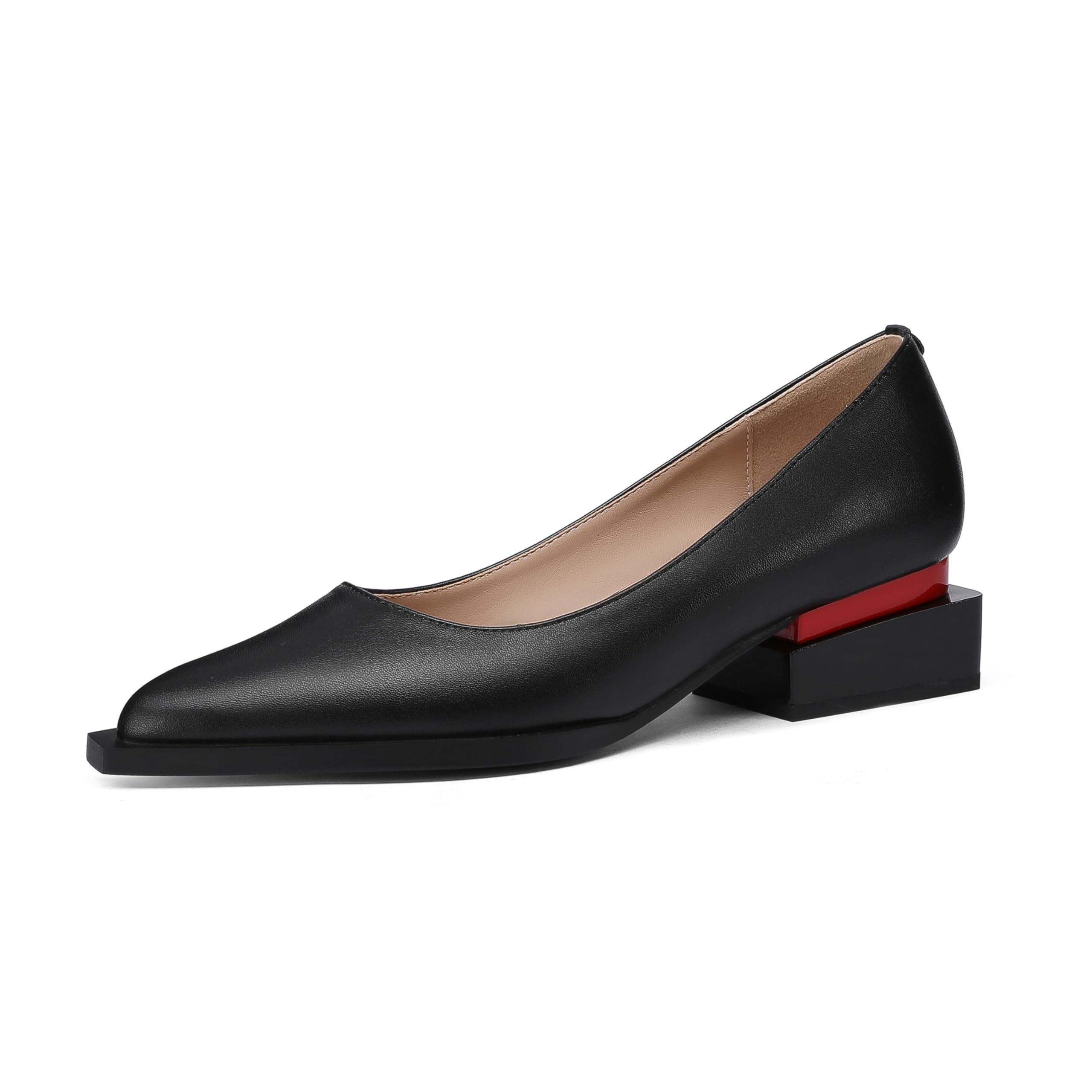 Photo 1 of LingxiaUne Black Shoes for Women Fashion Forward Elegant Dressy Womens Pumps and Loafers with Low Chunky Heel and Sleek Pointed Toe Design Fashion Forward Size 9.5