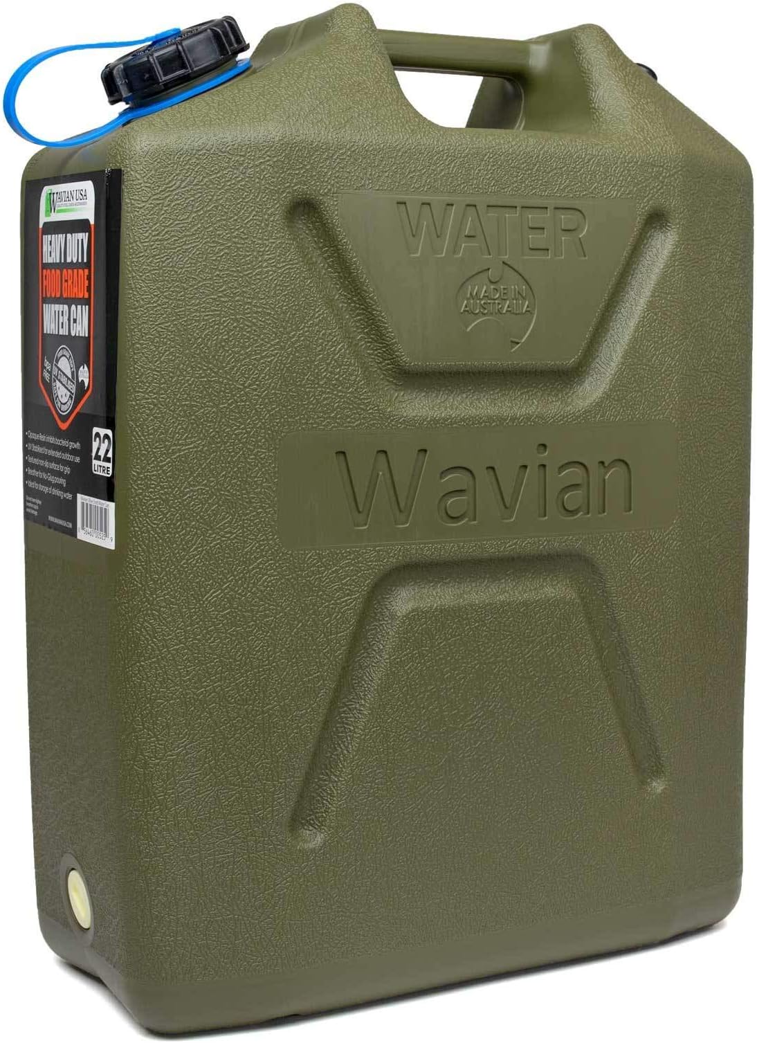 Wavian USA 3214 “22 Litre Heavy Duty Food Grade Water Can, Green