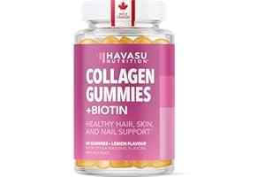 Collagen Gummies + Biotin | Healthy Skin, Nails & Hair Vitamins | 200mg Hydrolyzed Collagen Peptides + 2.5mg Biotin Gummies w