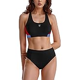 westag Period Swimwear Two Piece Leakproof Menstrual Swimsuit Sporty Bikini Sets Racerback Bathing Suit for Teens Girls