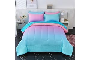 inron Rainbow Kids Comforter Sets for Girls Women,Full Size 5-Pieces Bed in a Bag, Ultra Soft Microfiber Comforter and Sheet Sets, All Season Durable Bedding Set(Rainbow,Full)