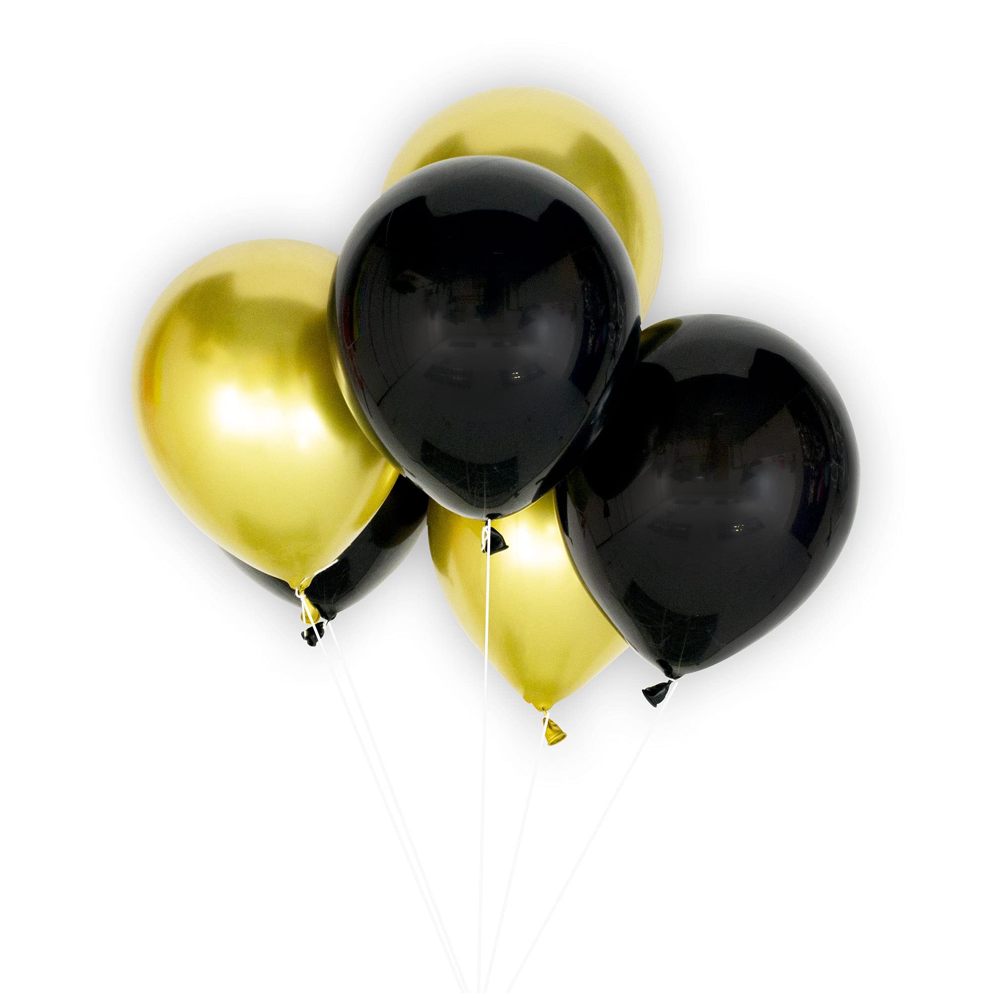 Black and Gold 12-inch Latex Party Balloons - 6 Pack, Christmas Party Balloons, New Years Eve Party Balloons