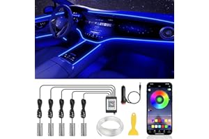 LEDCARE Interior Car LED Strip Lights, RGB 16 Million Colors 5 in 1 Ambient Lighting Kit with App Control and Music Mode, Automobile Inside Car Lights with 236 Inches Fiber Optic