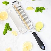 DESIGNED BY CHEFS ~ Premium Lemon Zester Grater With Perfectly Angled Teeth ~ Ideal for Citrus, Parmesan Cheese, Garlic, Vege