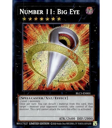 yugioh number 11 big eye deck YU-GI-OH! 11: - BLC1-EN001 - Secret Rare Infinite Gold set Pokémon TCG: 10 Terastal Stitched Edges::No (Default) Attack_1800