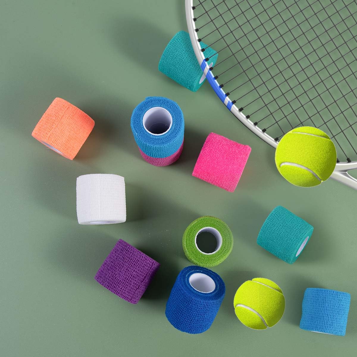 15 Pack 2 Inch x 5 Yards Self Adhesive Bandage Breathable Cohesive Bandage Wrap Rolls Elastic Self-Adherent Tape for Stretch Athletic, Sports, Wrist, Ankle
