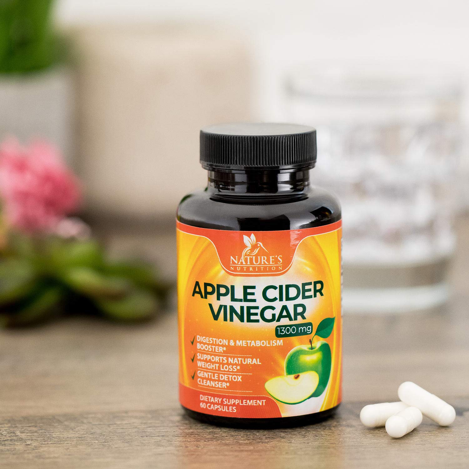 100 Natural Raw Apple Cider Vinegar Pills Highest Potency 1300mg