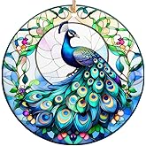 Rigufu 2025 Christmas Ornament – Peacock Ornament, Stained Glass Inspired Holiday Tree Decoration, Elegant Exotic Bird Keepsake Gift