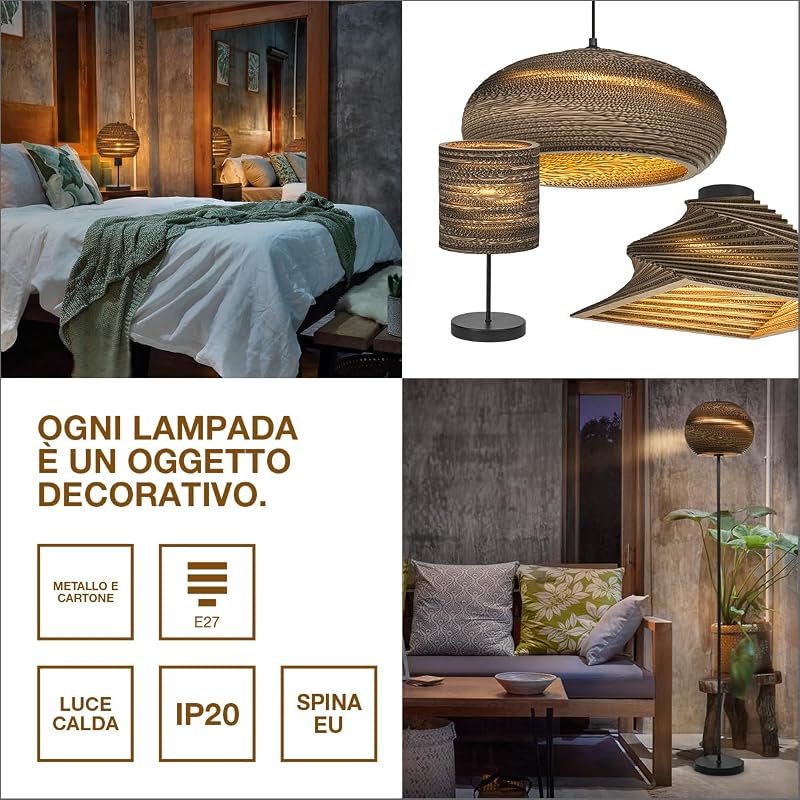 Decor Cardboard Ball marrone in cartone ondulato, leggera, E27,