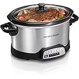 Hamilton Beach Programmable Slow Cooker with Flexible Easy Programming, 5 Cooking Times, Dishwasher-Safe Crock, Lid, 4 Quart,