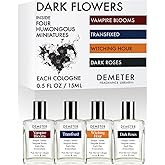 DEMETER Fragrance's Dark Flowers Humongous Miniature Set of 4 - Witching Hour - Dark Roses - Vampire Blooms - Transfixed - Perfume Sampler Set for Women