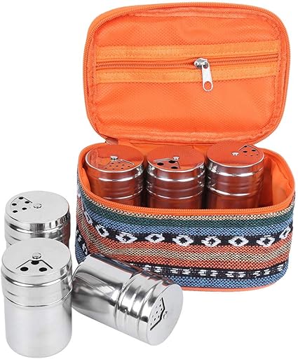 Botellas de condimento de acero inoxidable, bolsas de almacenamiento