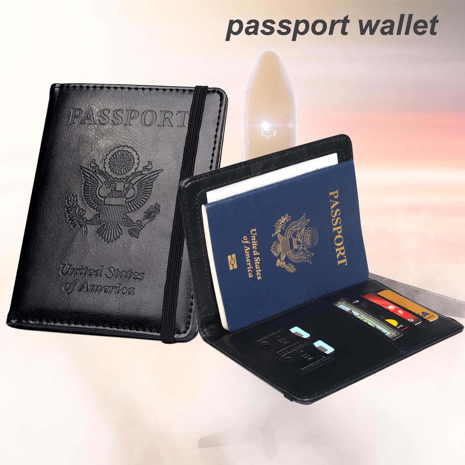 Herain Passport Holder Wallet Cover Case for Travel Women Men Family, Multifunction Passport Book Holder with RFID Blocking, Travel Must Haves Cruise Ship Essentials
