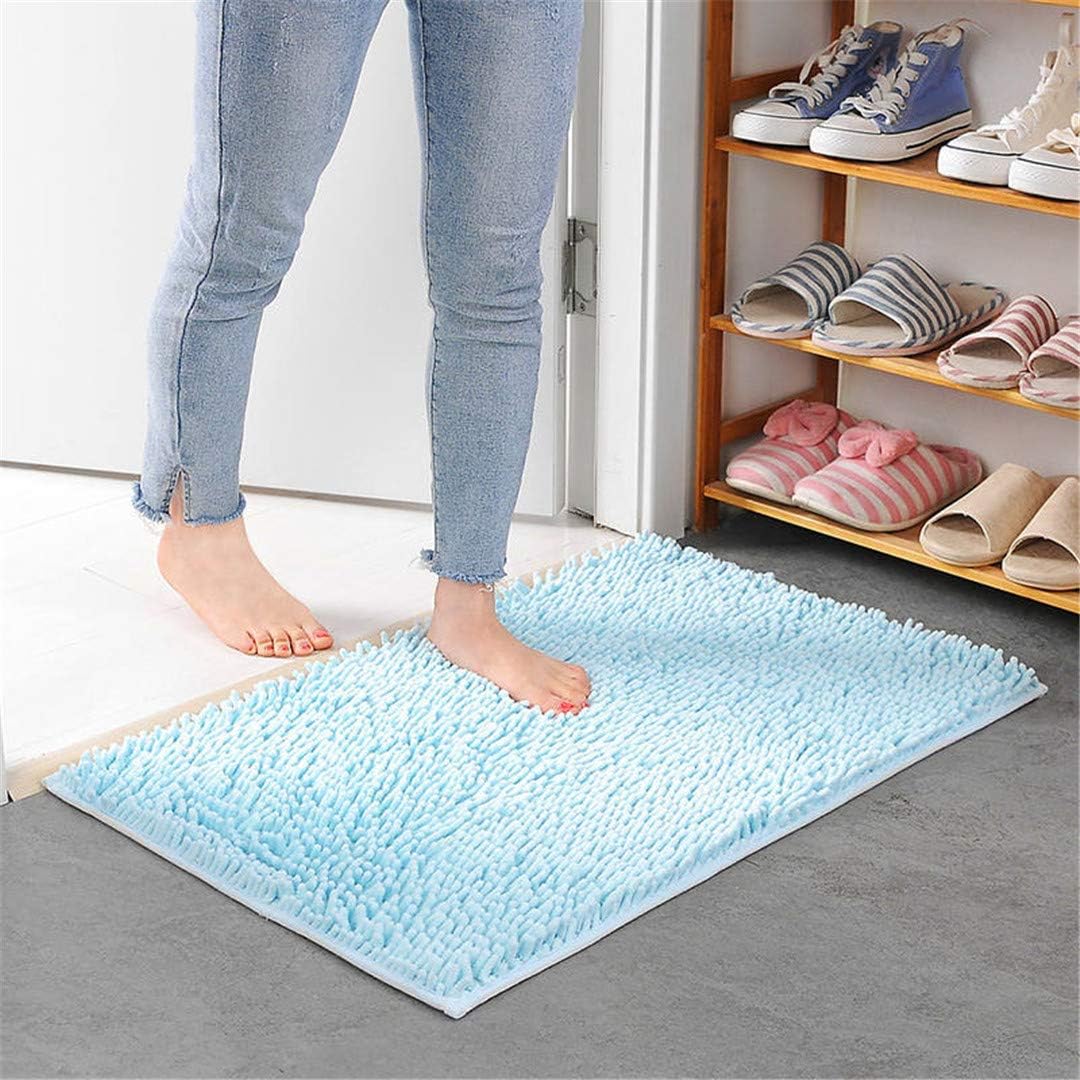 NonSlip Water Absorbent Shaggy Carpet Bath Mat MachineWashable Cozy Bath Mats Skyblue 40x120cm