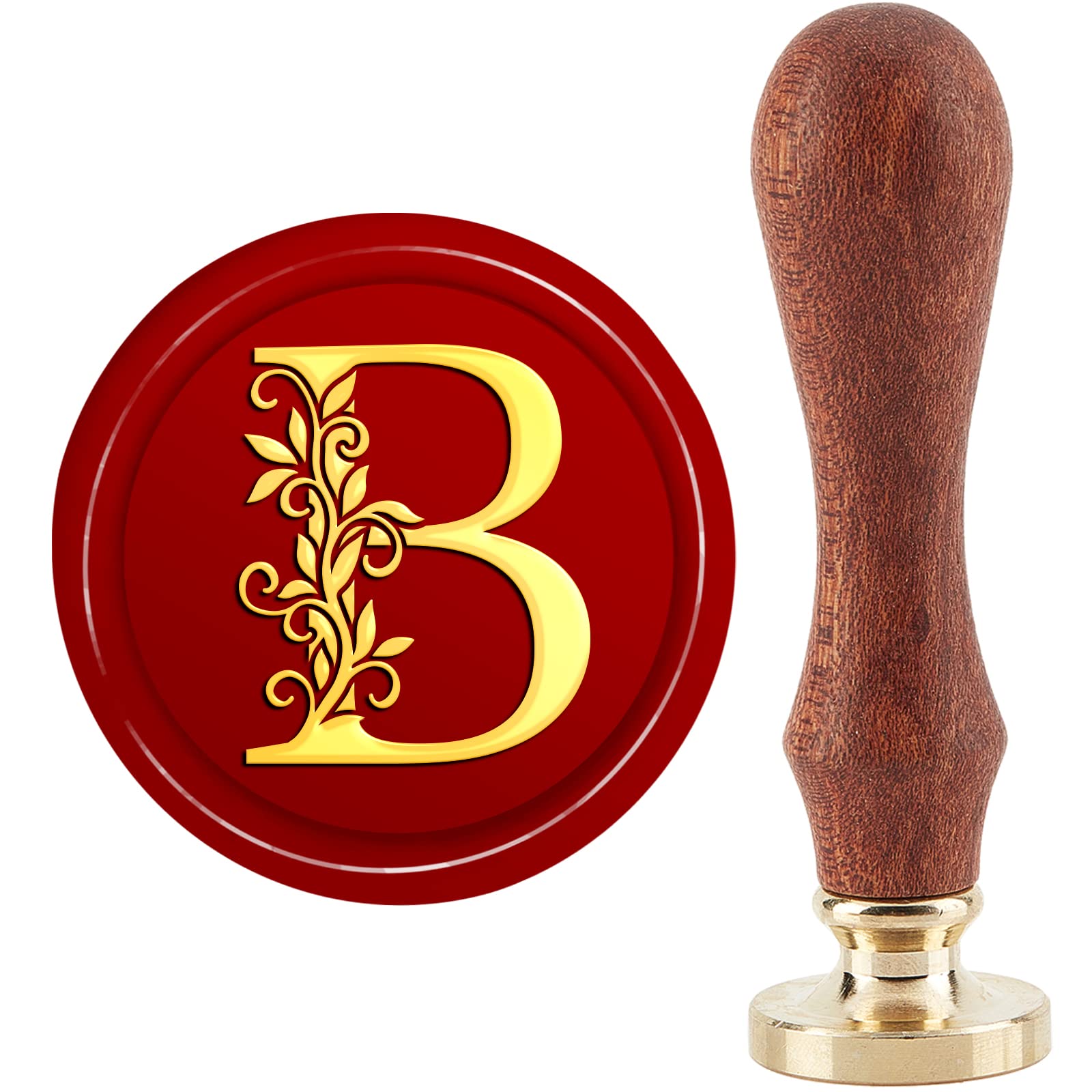 CRASPIRE Wax Seal Stamp Initials B Classic Vintage Sealing Stamp 30mm/1.18inch Removable Brass Head Sealing Stamp with Wooden Handle for Gift Invitations Greeting Cards Wrap